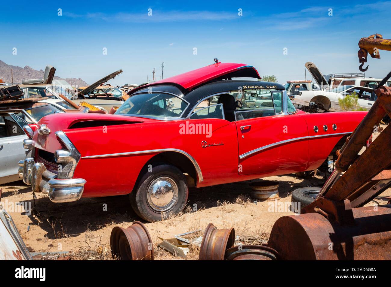 1955 Buick Special in a junk yard in the desert in Phoenix Arizona USA