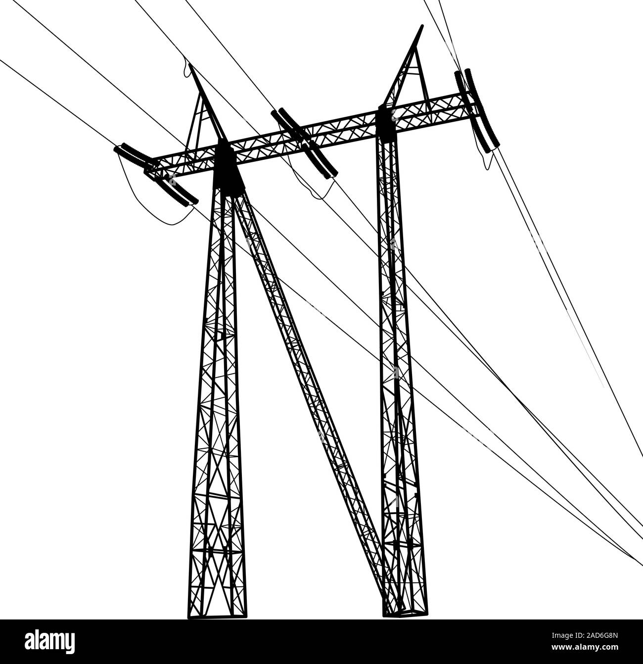 Silhouette of high voltage power lines. Vector illustration Stock Vector Image & Art Alamy