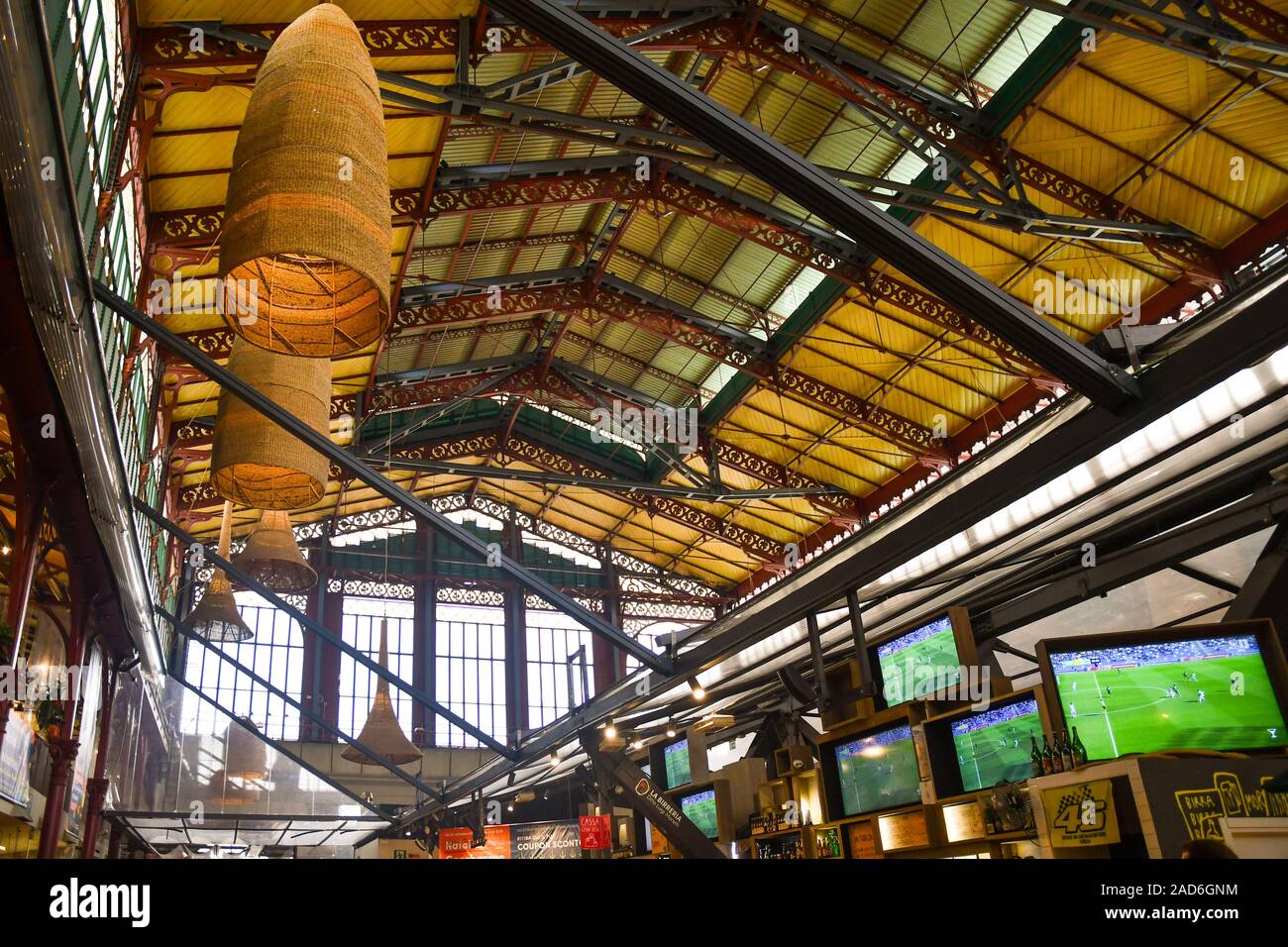 Ceiling in cast iron and glass of the Victorian building of the San Lorenzo Central Market in the historic centre of Florence, Tuscany, Italy Stock Photo