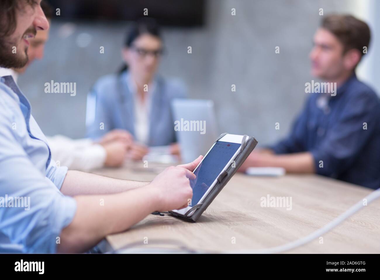 Businessman using tablet computer Stock Photo
