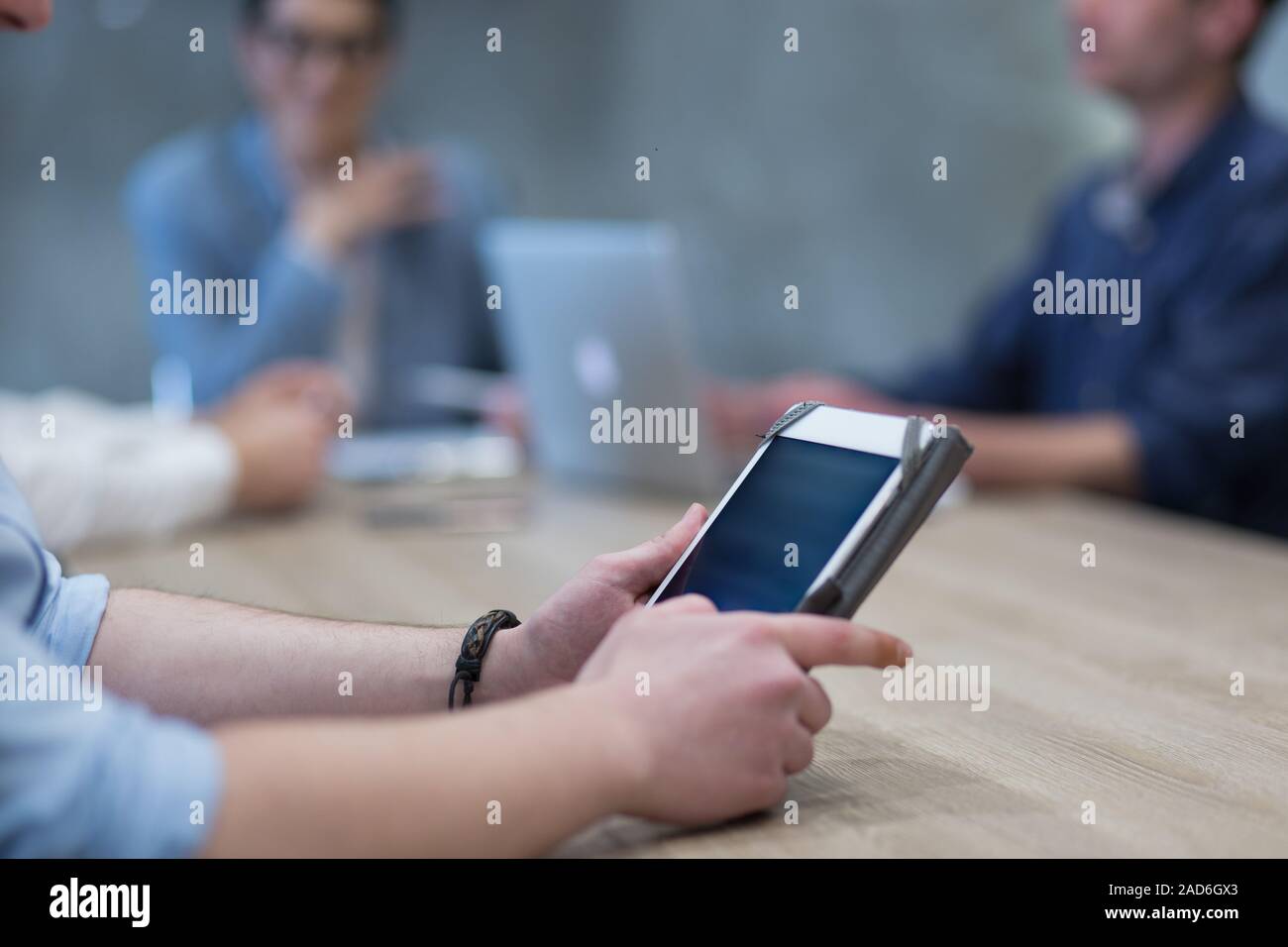 Businessman using tablet computer Stock Photo