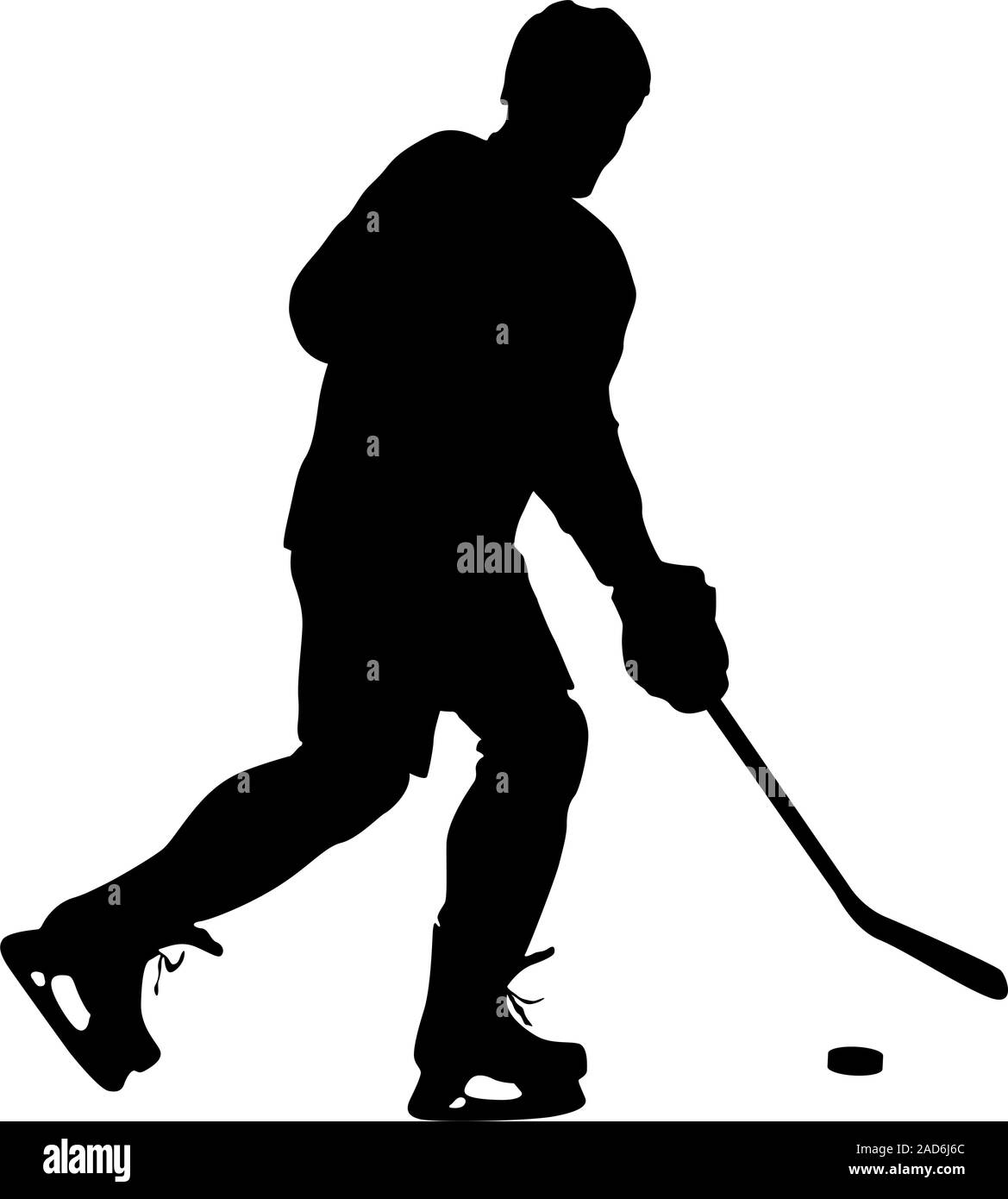 Hockey player. Vector silhouette, isolated on white Stock Vector