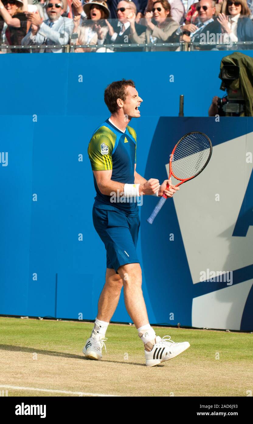 British Tennis Player Andrew Murray Winning The Aegon Championship At Queens Tennis Club For The Third Time Coming From Behind To Beat Marin Cilic In The Final Stock Photo Alamy