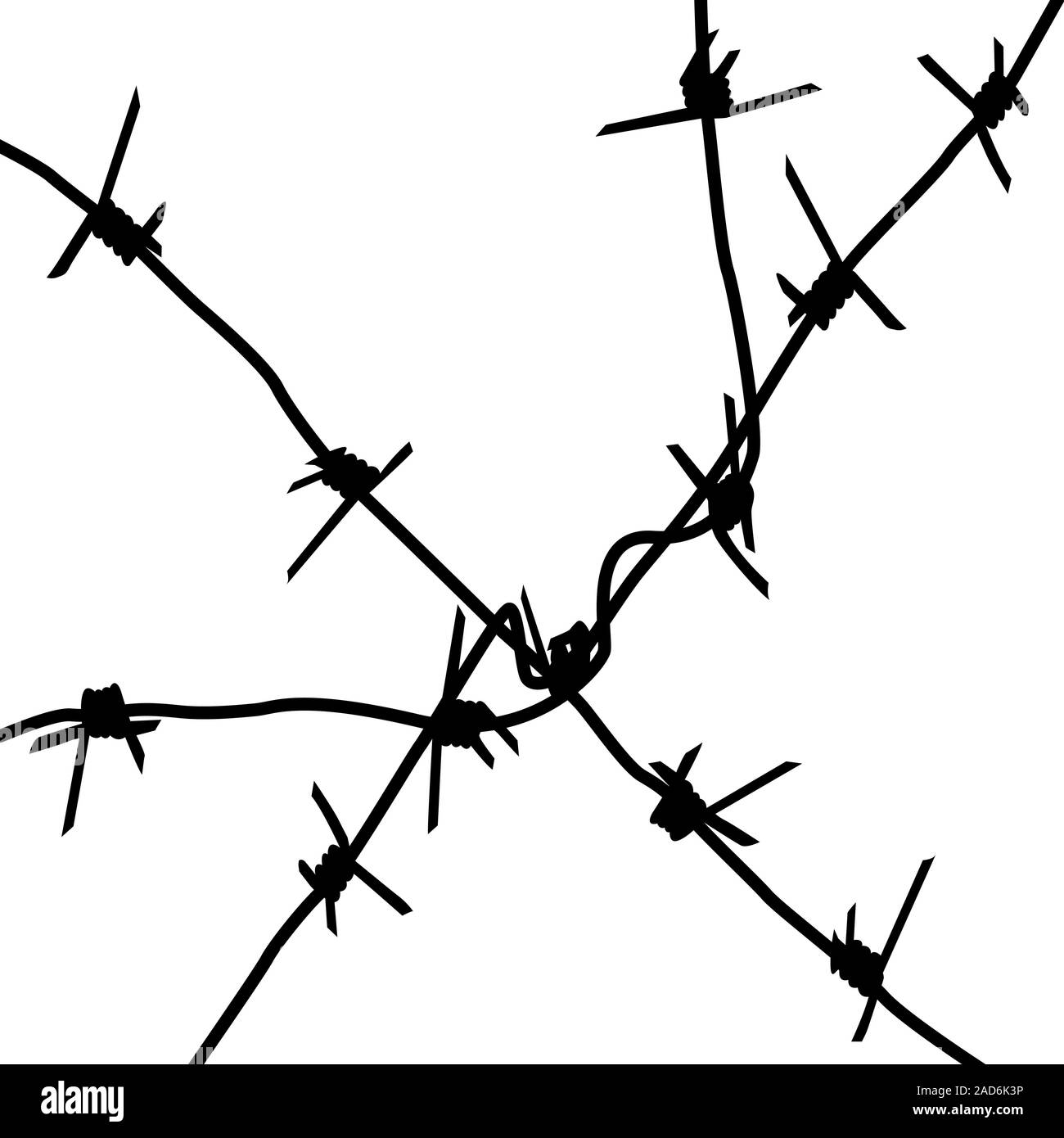 Silhouette barbed wires on a white background. Vector illustration. Stock Vector