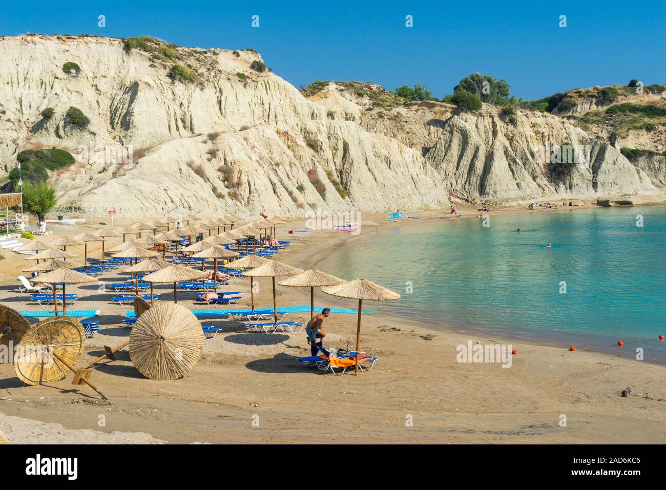 Beach at Kolymbia on the Greek Island of Rhodes Greece Europe Stock Photo