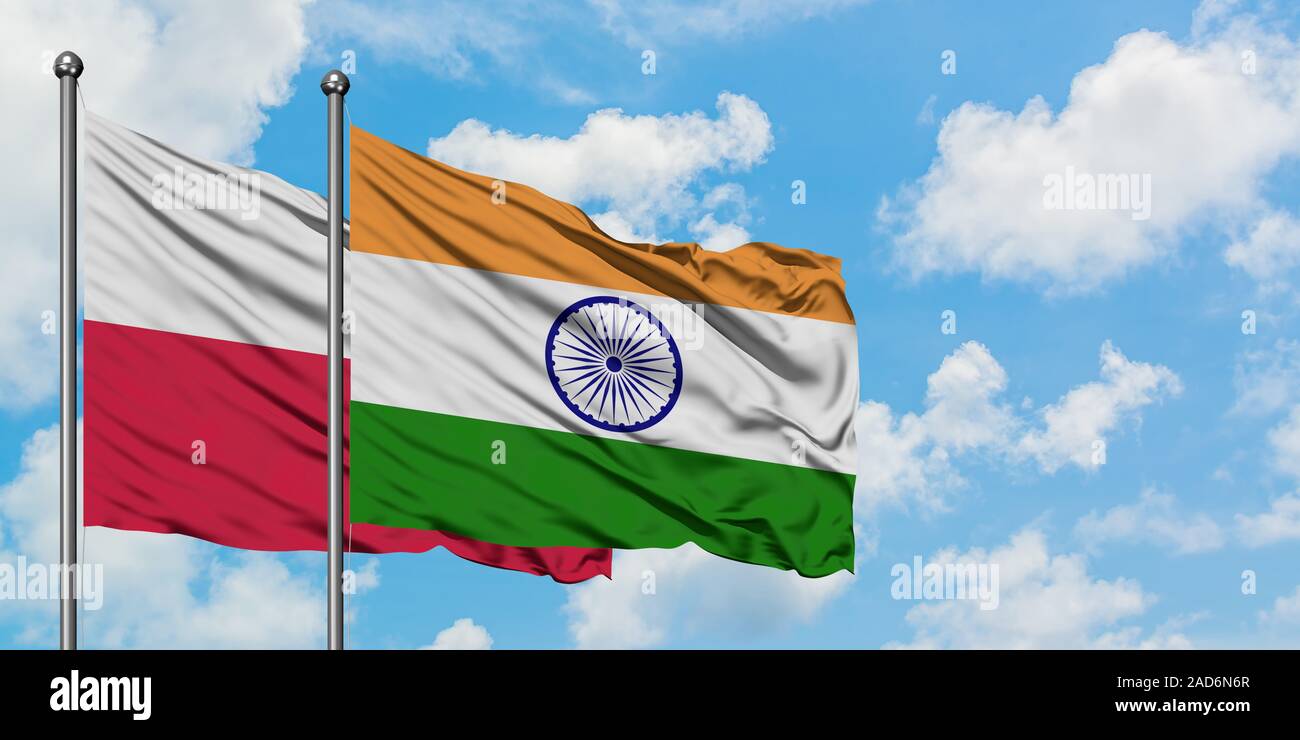 Poland and India flag waving in the wind against white cloudy blue sky together. Diplomacy concept, international relations Stock Photo - Alamy Poland and India flag waving in the wind against white cloudy blue sky together. Diplomacy concept, international relations Stock Photo - Alamy