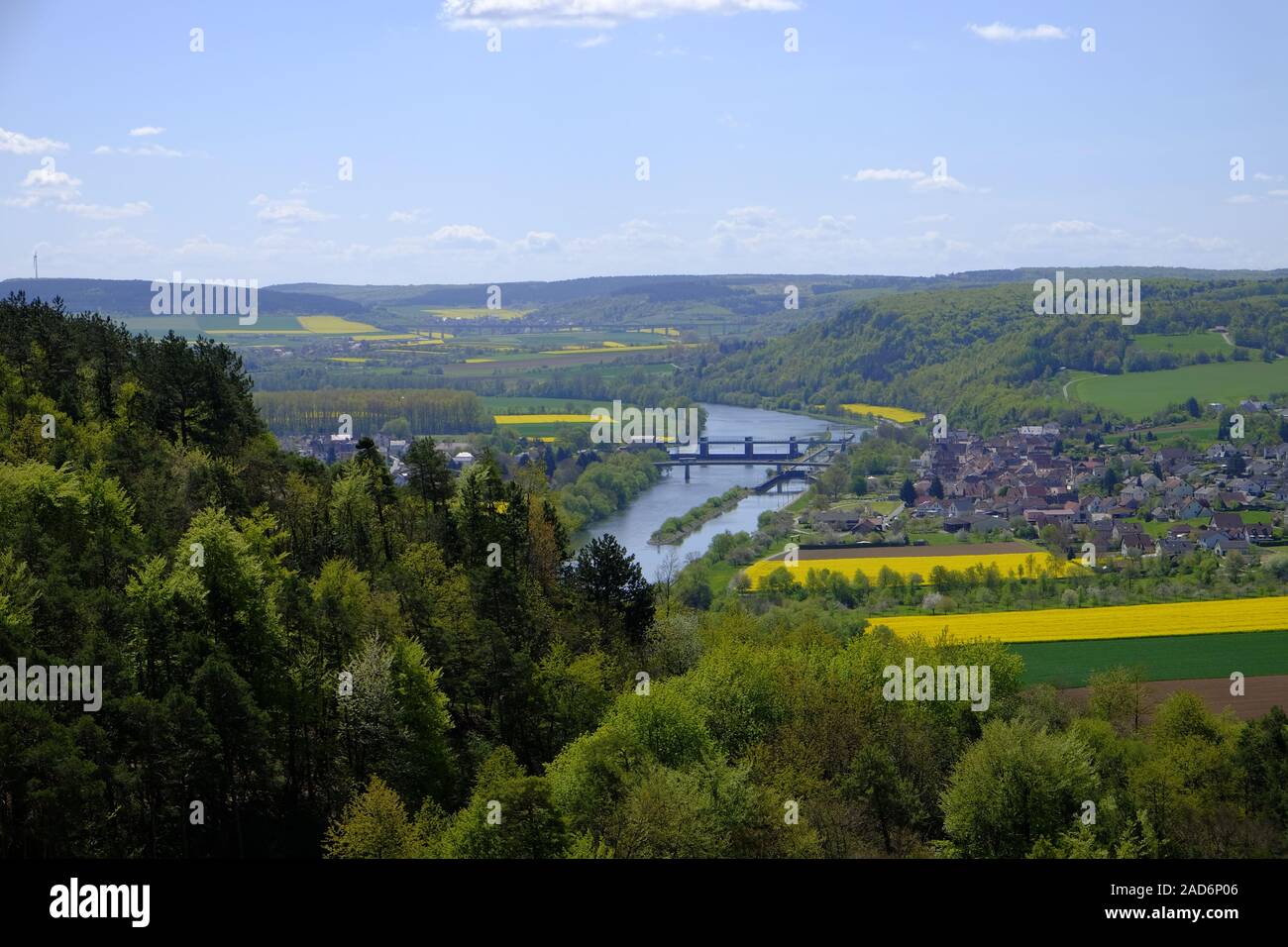 Landscape and vineyards near Stetten, Main-Spessart County, Lower Franconia, Bavaria, Germany Stock Photo