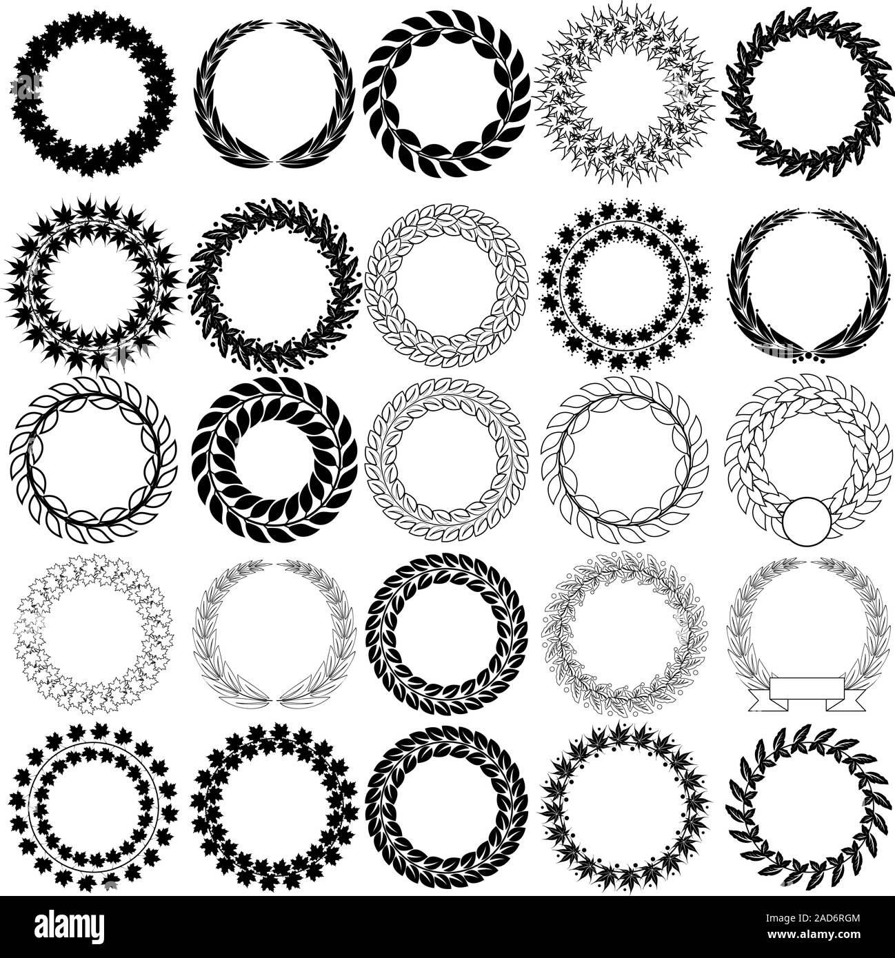 Set black laurel wreath on the white background. Vector illustration ...