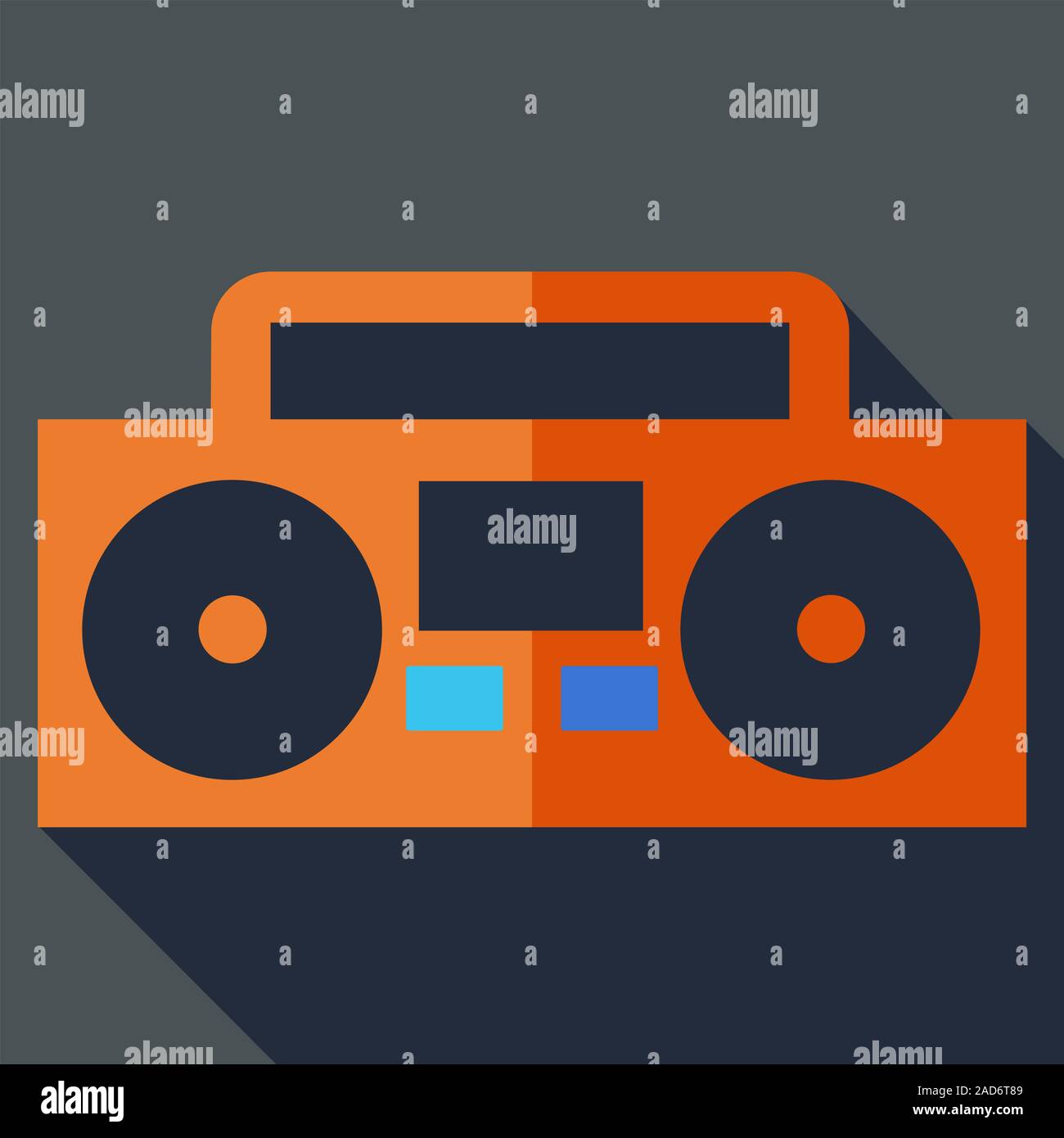 Modern flat design concept icon. Boom box, tape recorder. Vector