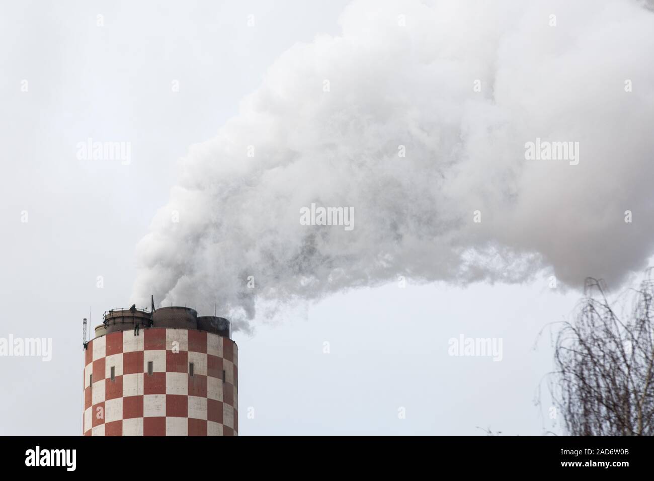 A view of a sixchannels chimney of the Turow Power Plant, a thermal