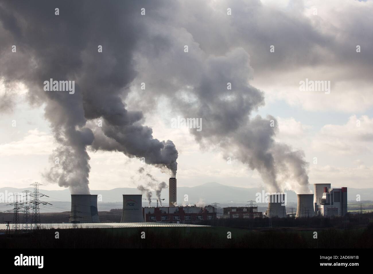 A view of Turow Power Plant, a thermal, condensing power plant with