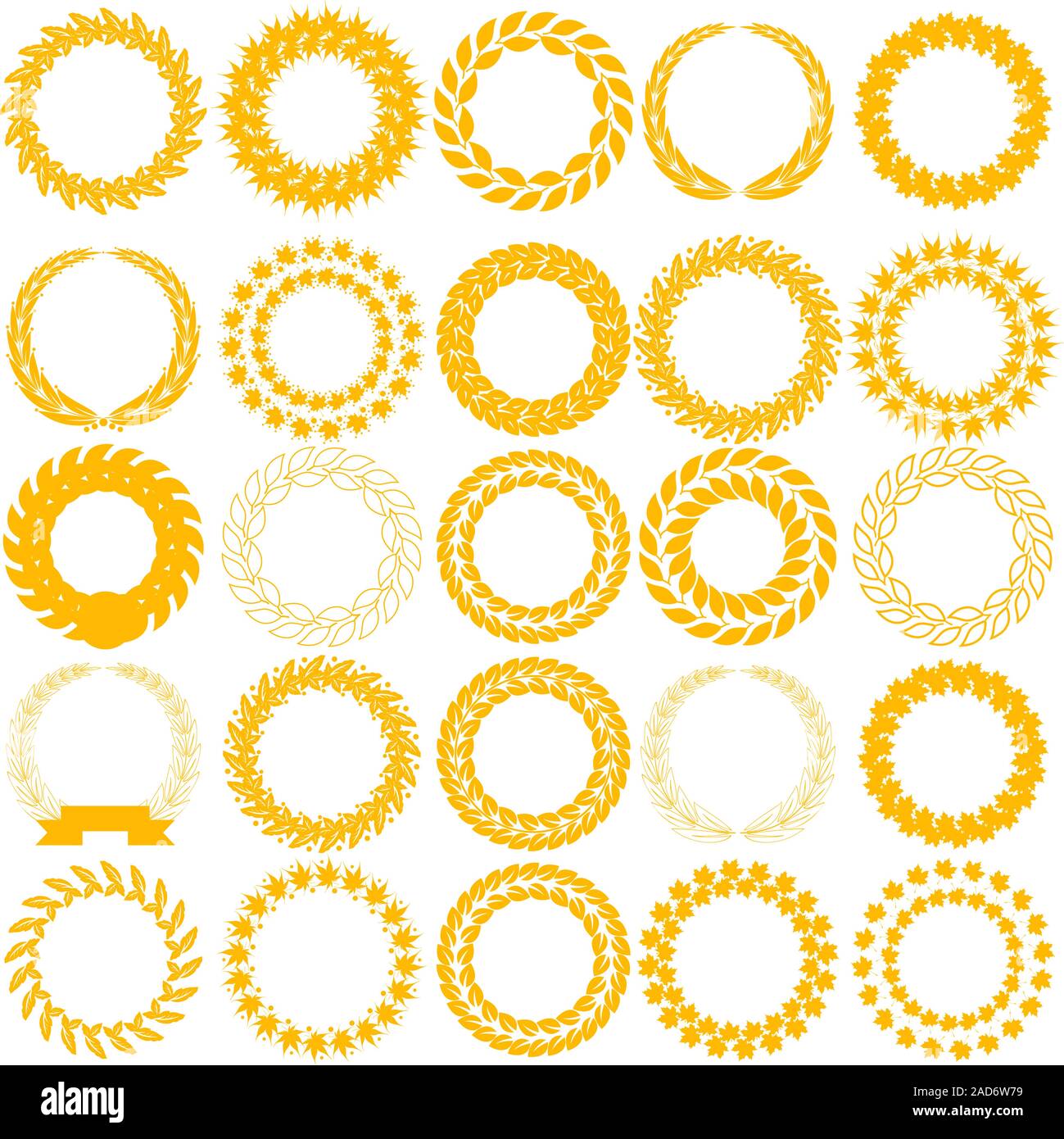 Set yellow laurel wreath on the white background. Vector illustration ...