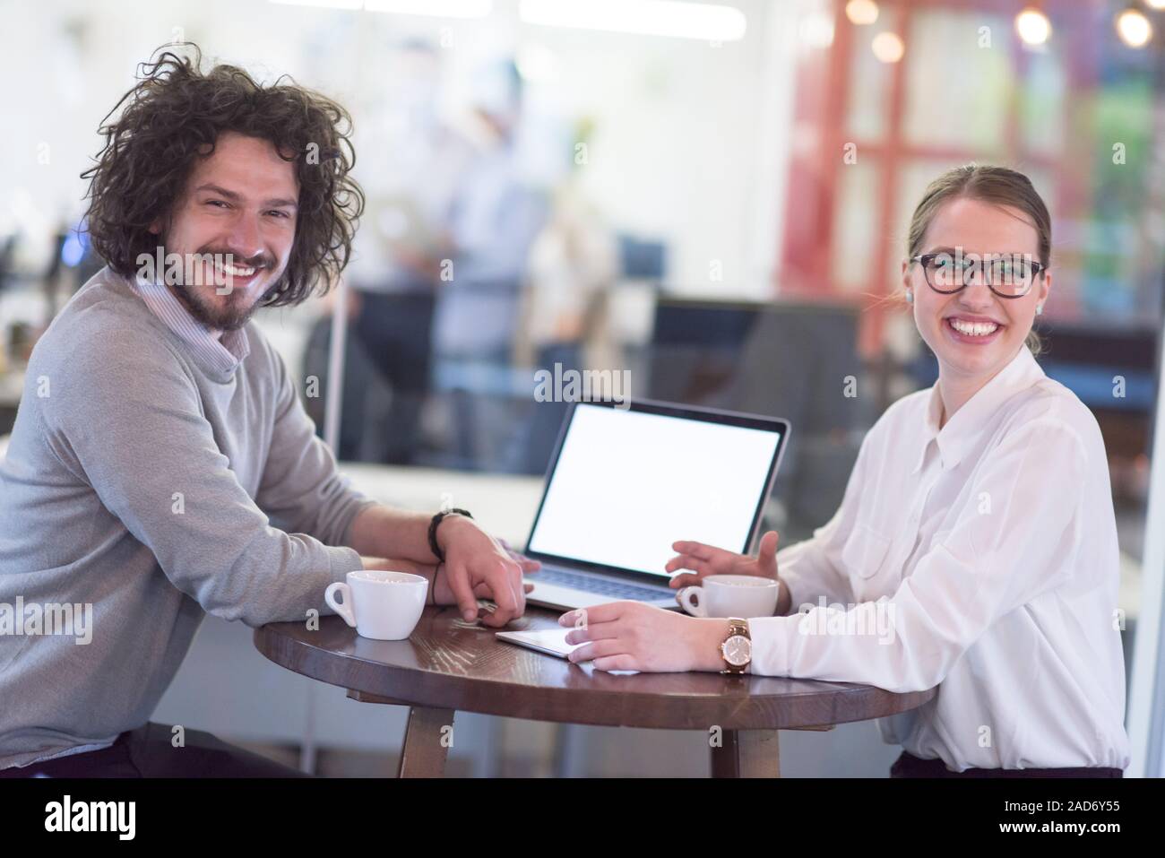startup Business team Working With laptop in creative office Stock ...