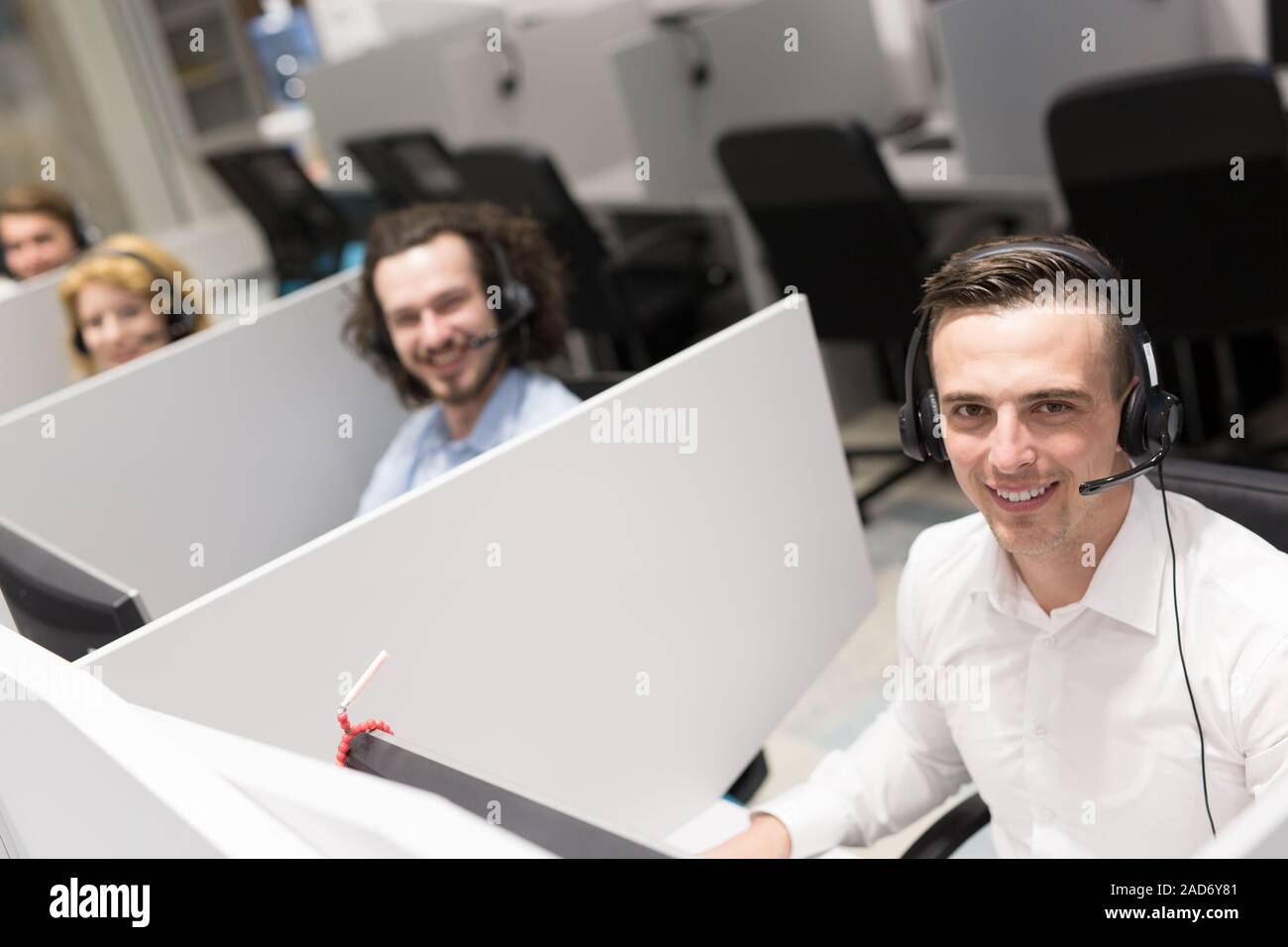 male call centre operator doing his job Stock Photo