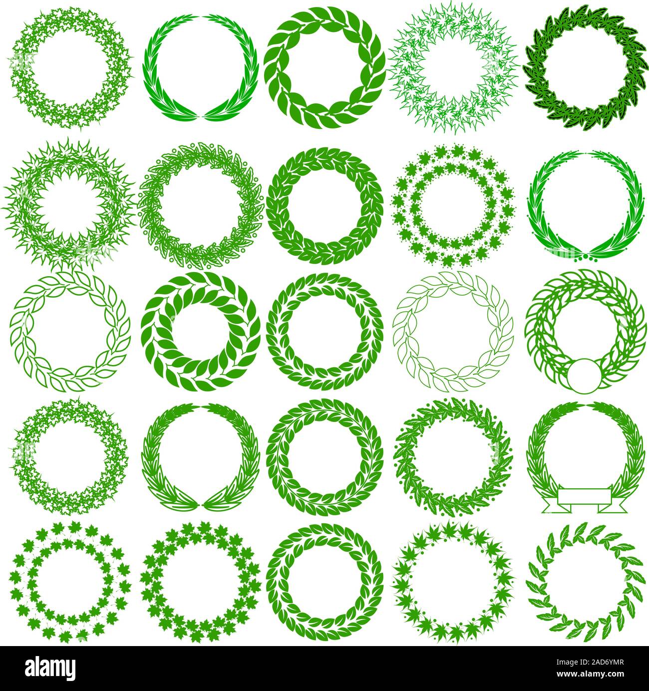Set green laurel wreath on the white background. Vector illustration ...
