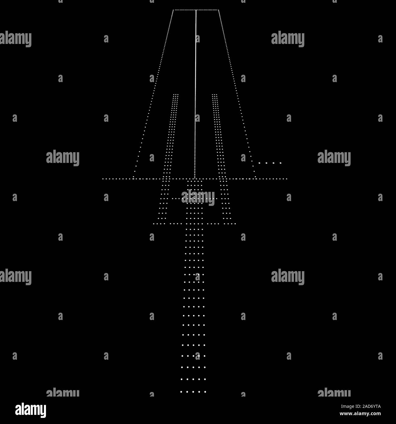 Luminous night landing lights Airport. Vector illustration. Stock Vector