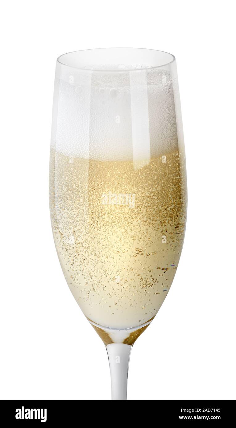 Closeup of glass of champagne with foam Stock Photo