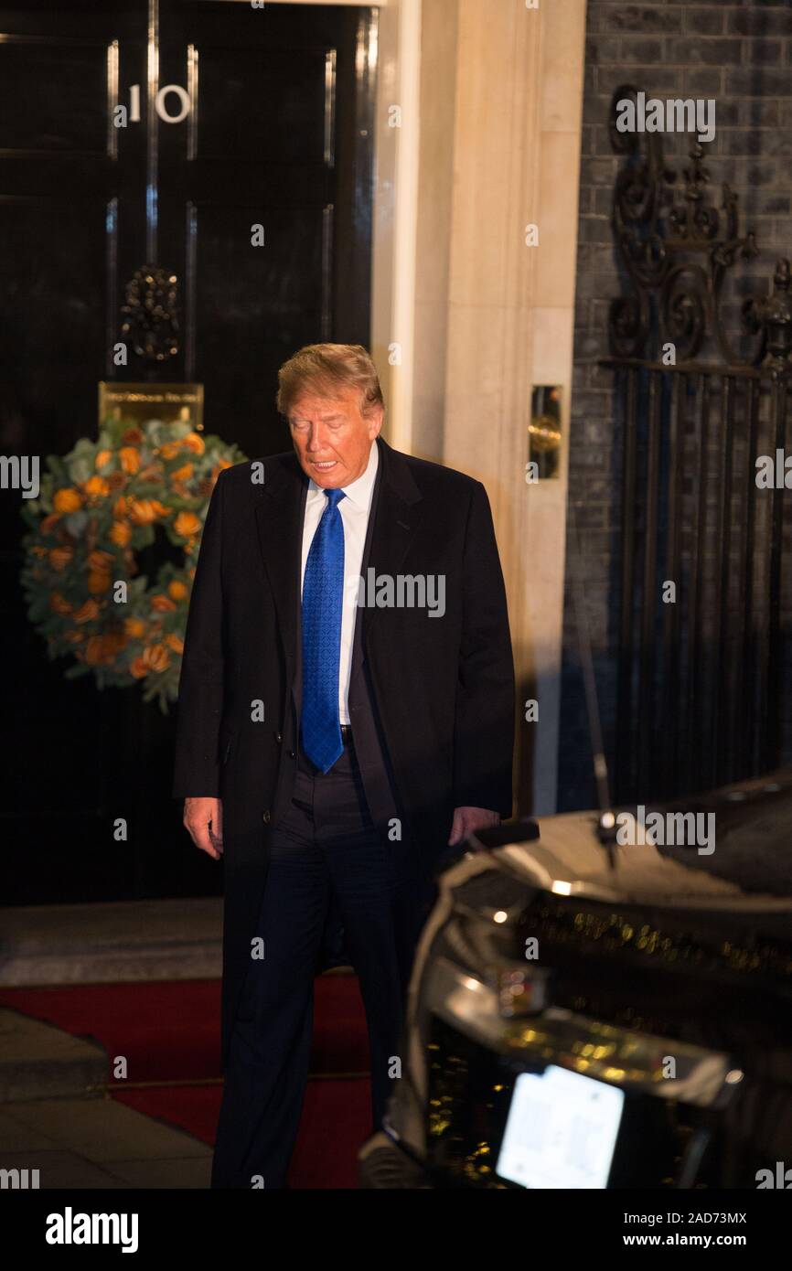 London, UK. 3 December 2019.  Pictured: Donald J Trump - 45th President of the United Starts of America. Boris Johnson, UK Prime Minister hosts a reception with foreign leaders ahead of the NATO (North Atlantic Treaty Organisation) meeting on the 4th December. Credit: Colin Fisher/Alamy Live News Stock Photo