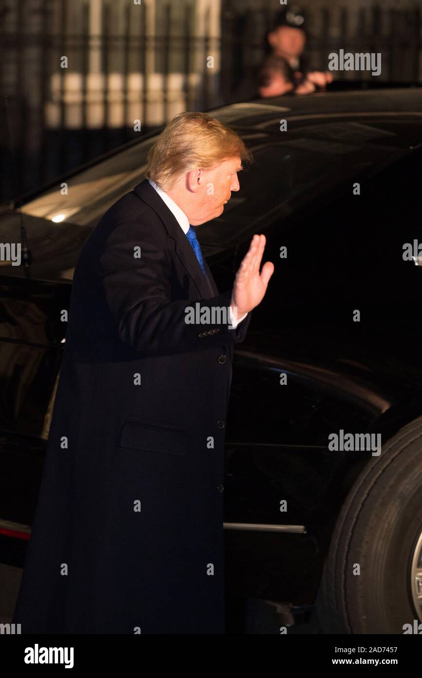 London, UK. 3 December 2019.  Pictured: Donald J Trump - 45th President of the United Starts of America. Boris Johnson, UK Prime Minister hosts a reception with foreign leaders ahead of the NATO (North Atlantic Treaty Organisation) meeting on the 4th December. Stock Photo