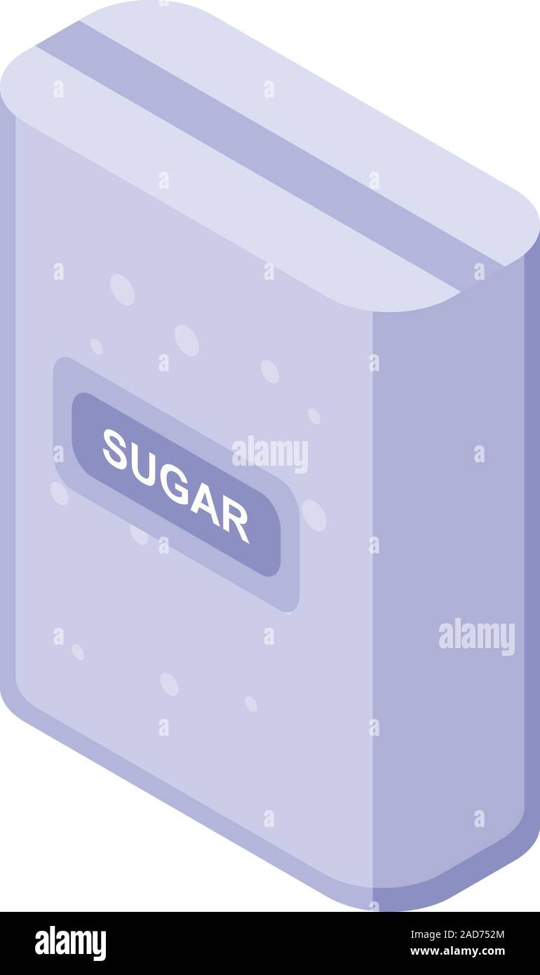 Sugar package icon, isometric style Stock Vector