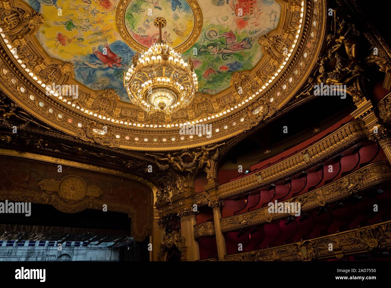An interior view of Opera de Paris, Palais Garnier. It was built from 1861 to 1875 for the Paris Opera house. Stock Photo