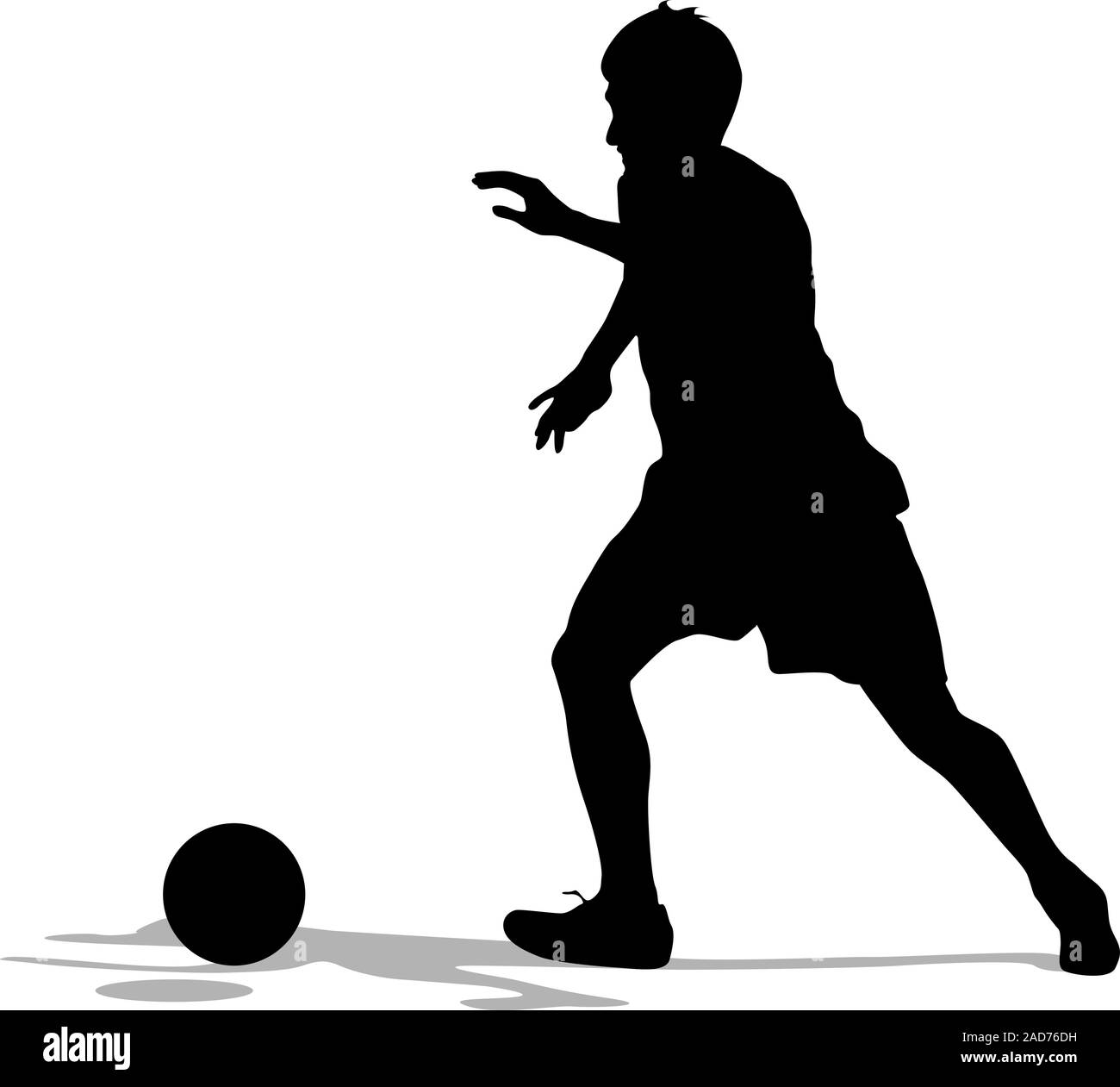 silhouettes of soccer players with the ball. Vector illustration Stock ...