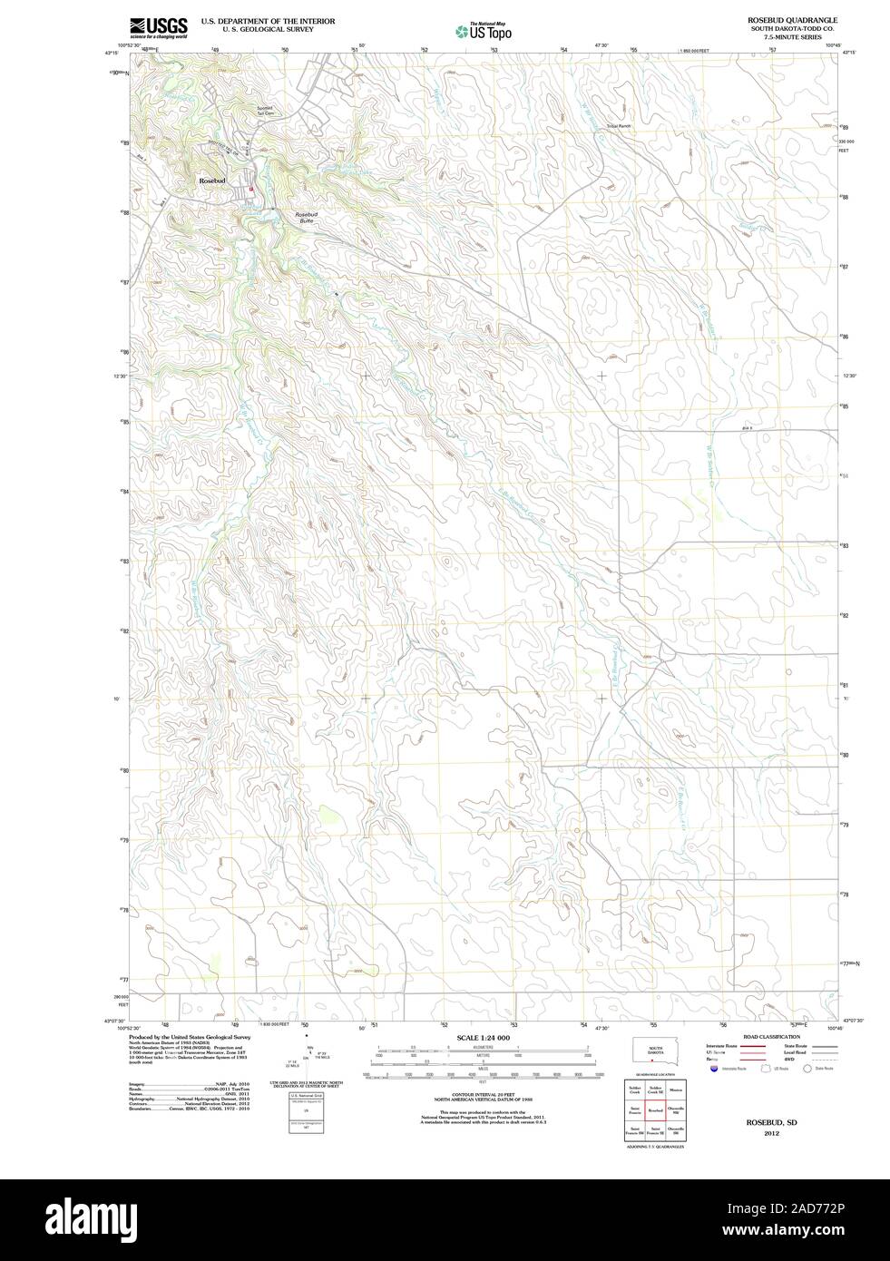 Rosebud south dakota map hires stock photography and images Alamy