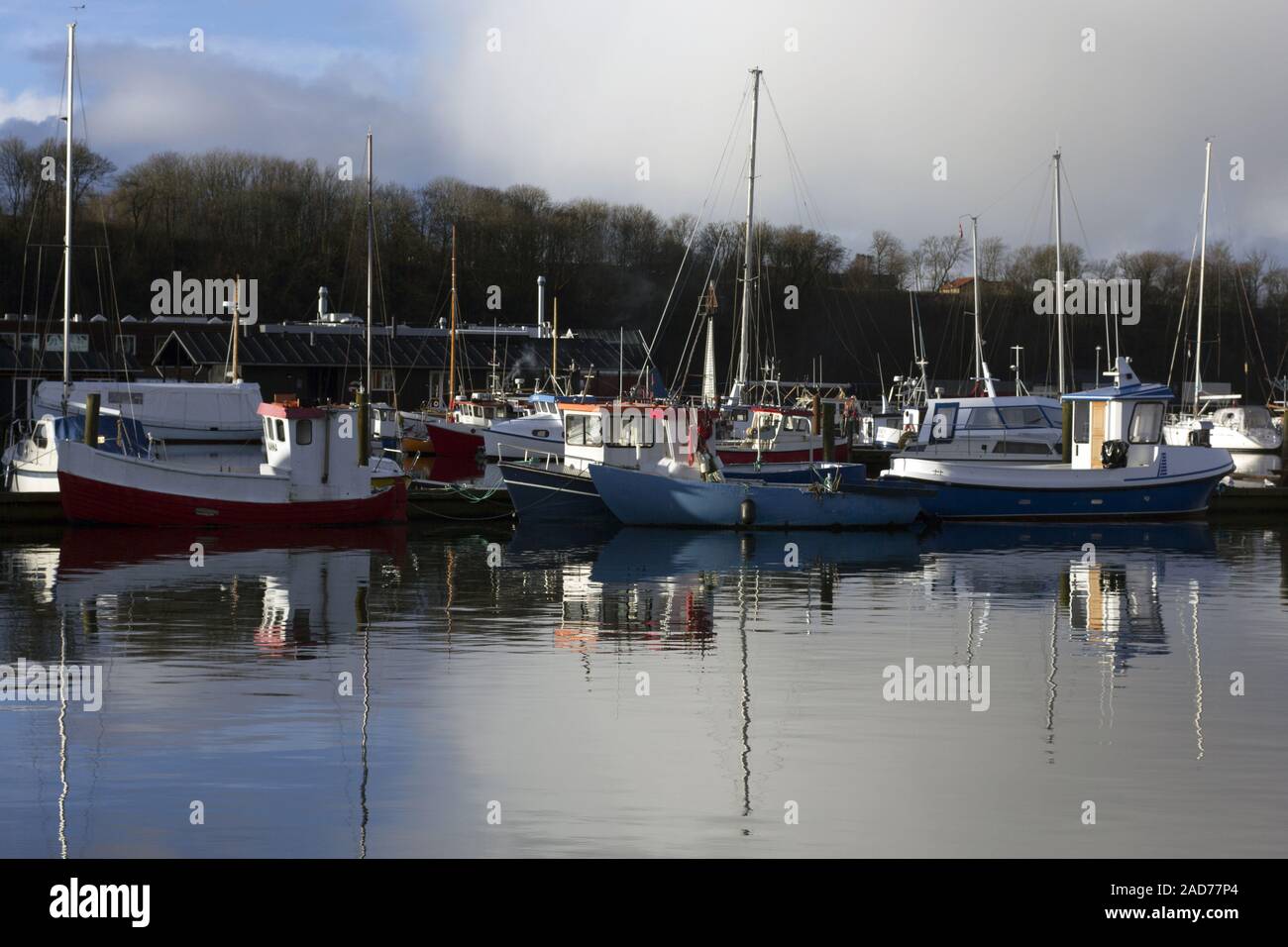 Sail boats in the bay in Lemvig, Denmark Stock Photo