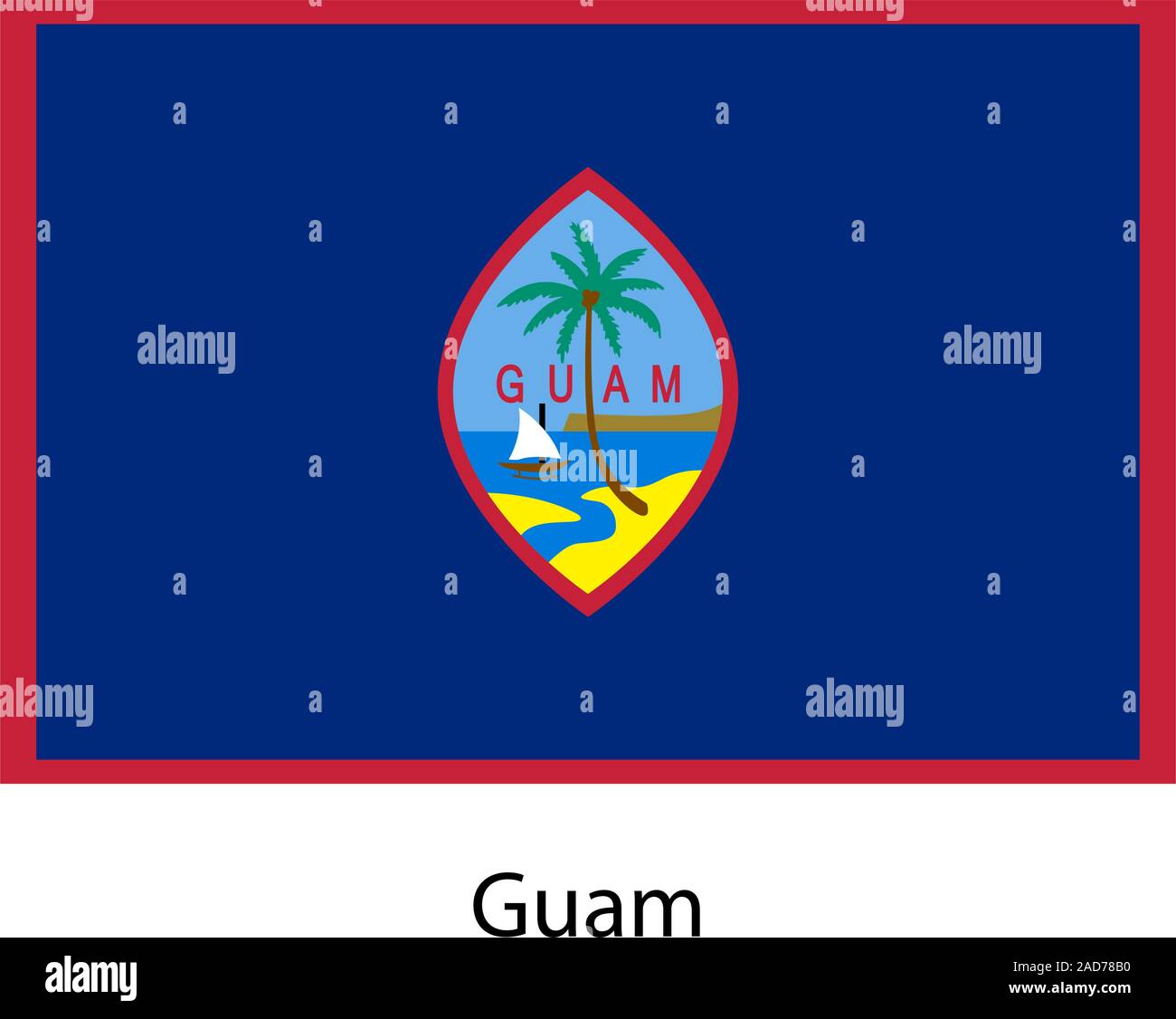 Flag of the country guam. Vector illustration. Exact colors Stock ...