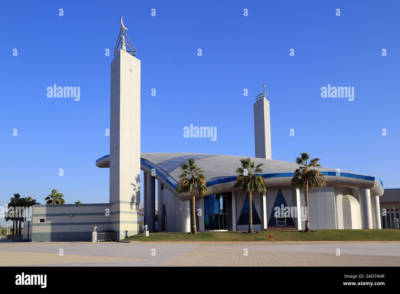 Qatar, Doha, Aspire Mosque at Kalifa International Stadium Stock Photo