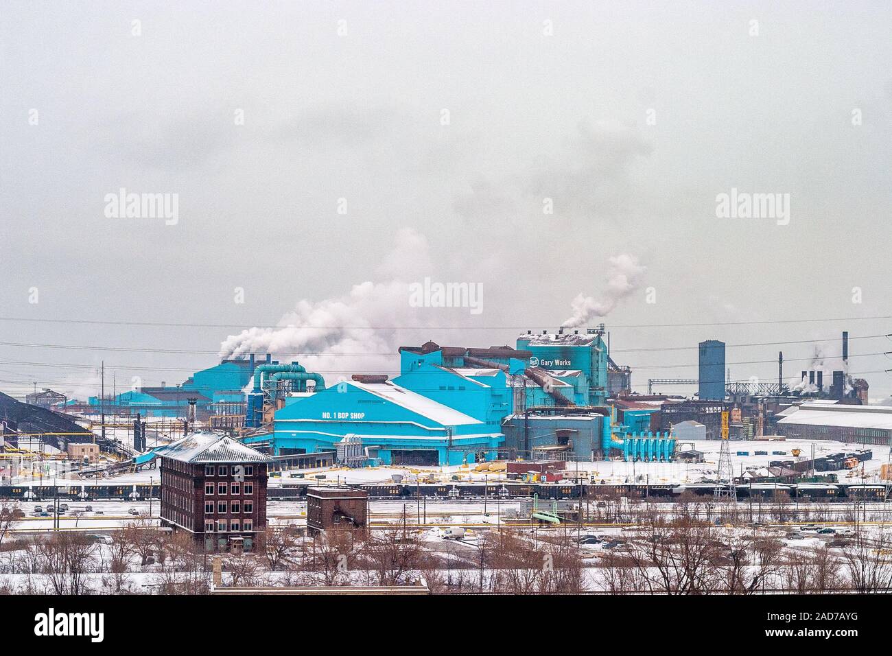 Aerial view of steel mills in Gary Stock Photo