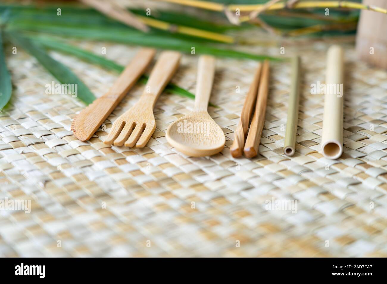 A biodegradable set of wooden utensils made in the Philippines from sustainable bamboo sources