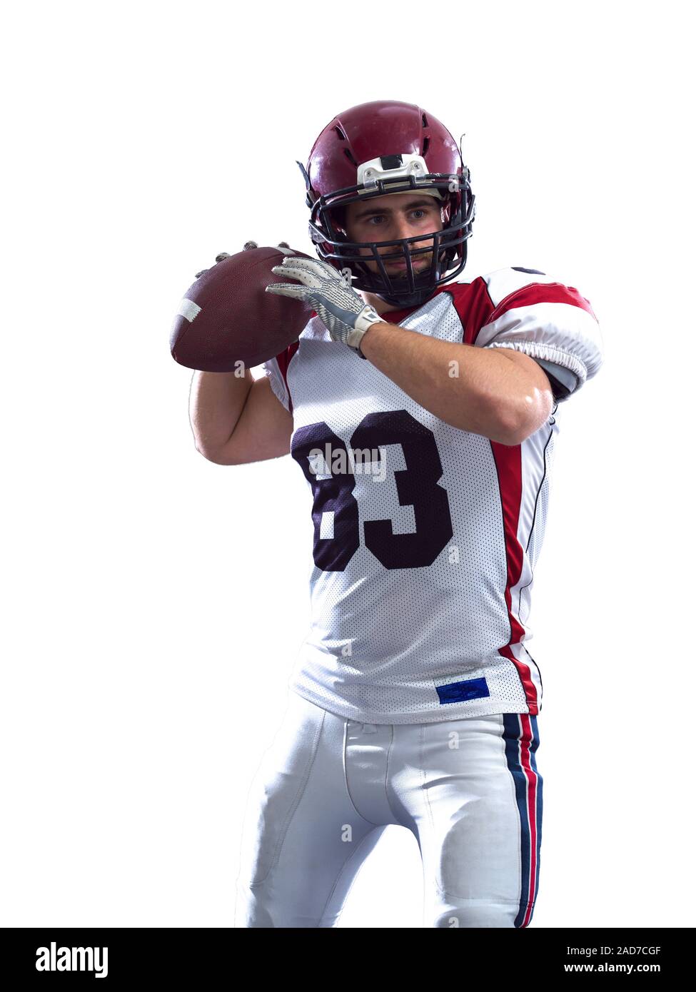 american football player throwing ball Stock Photo Alamy
