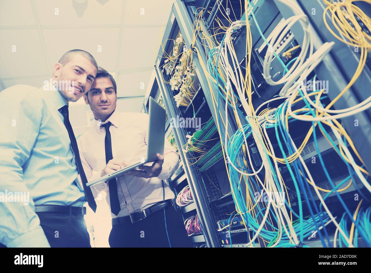 it enineers in network server room Stock Photo