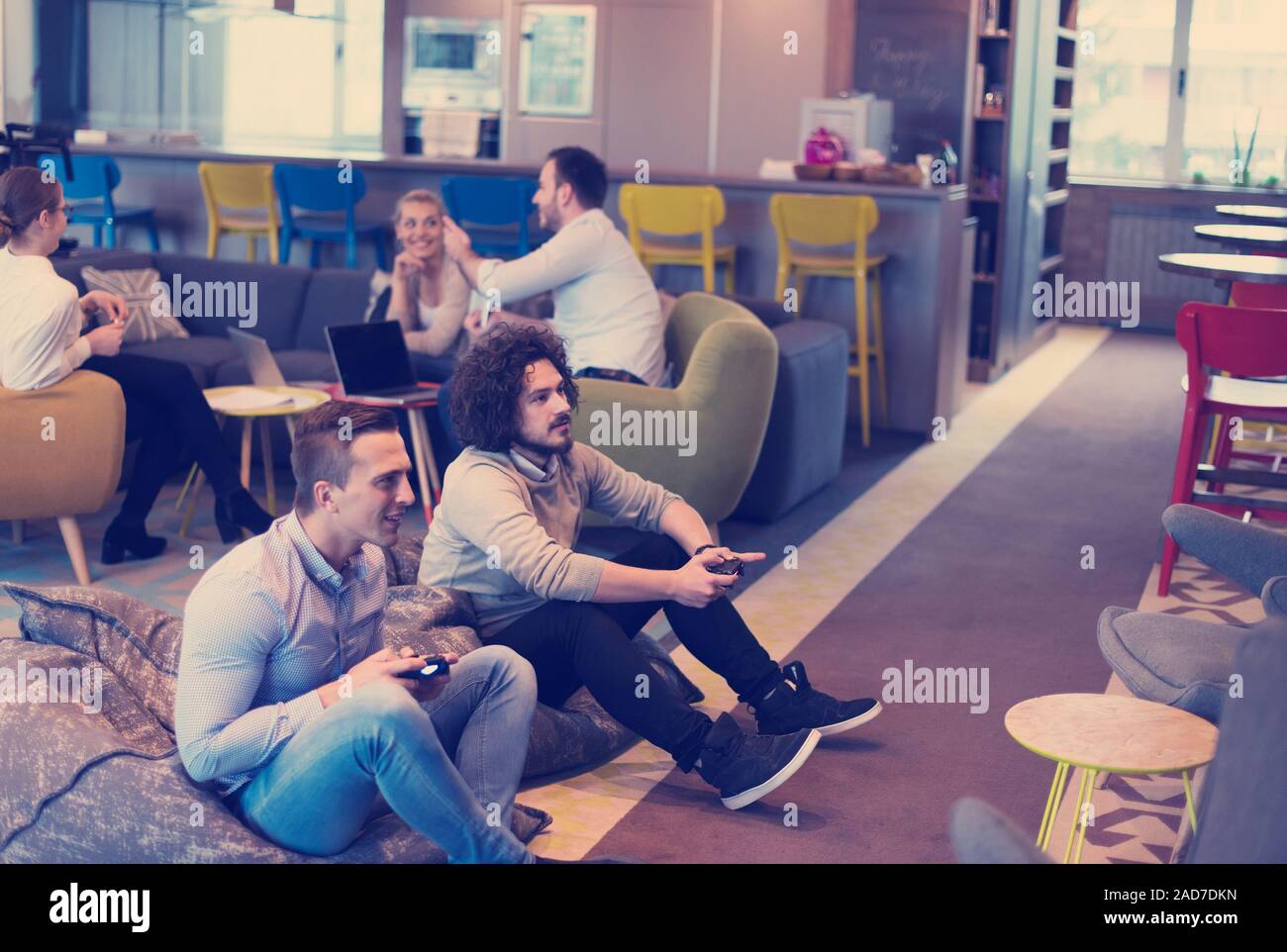 startup Office Workers Playing computer games Stock Photo - Alamy