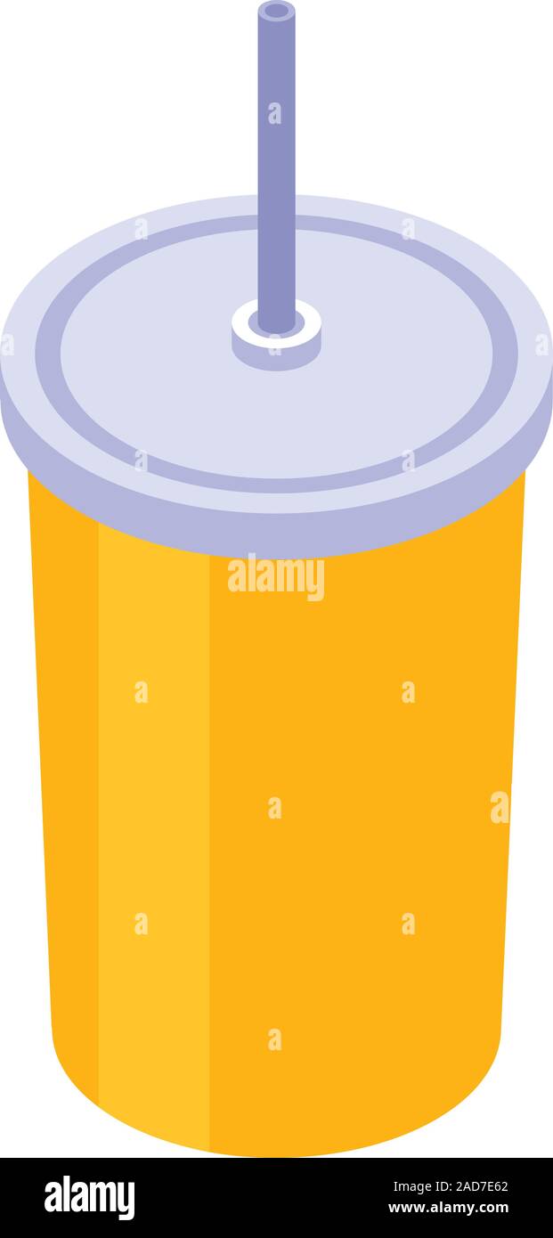 Juice plastic cup icon, isometric style Stock Vector