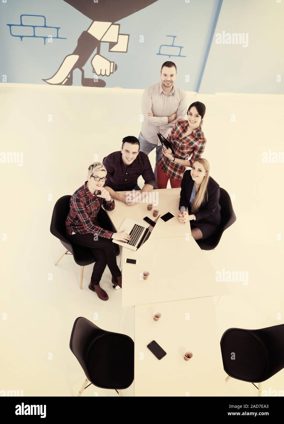 aerial view of Business people group on meeting Stock Photo - Alamy