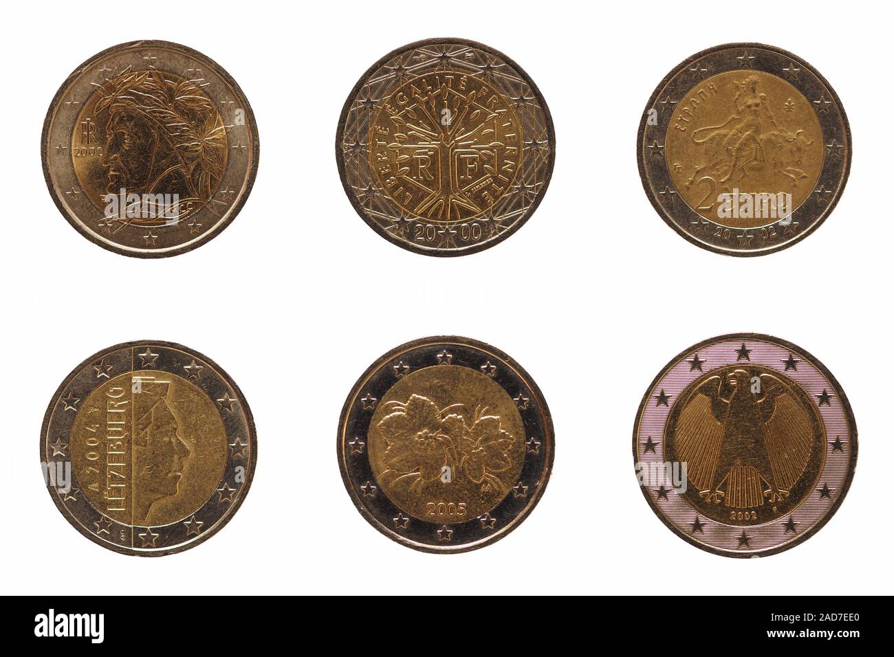 Many 2 euro coin, European Union Stock Photo