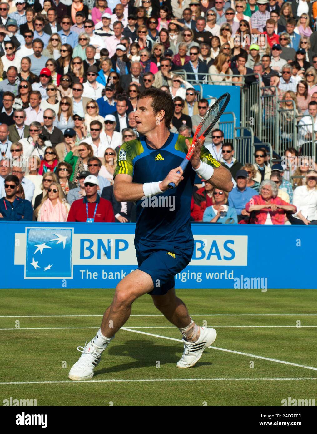 British tennis player Andrew Murray on court at Queens tennis club in