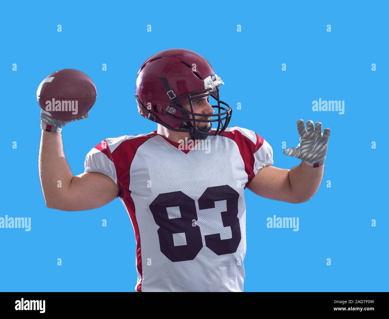 american football player throwing ball Stock Photo Alamy