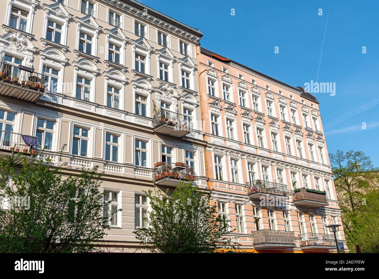 Beautiful restored old residential construction seen at the Prenzlauer Berg district in Berlin, Germ Stock Photo