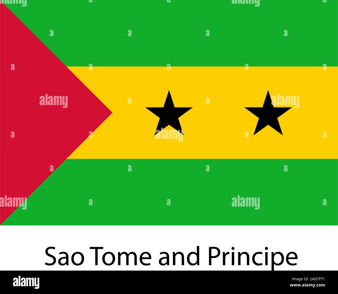 Flag of the country sao tome and principe. Vector illustration. Exact