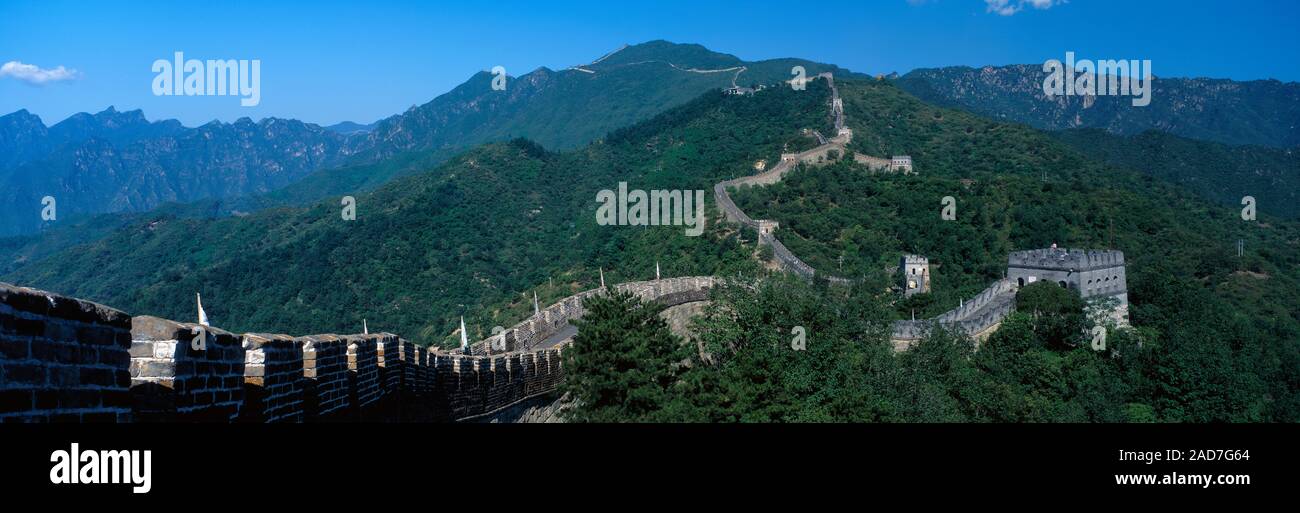Landscape with view of Great Wall of China, Mutianyu, China Stock Photo