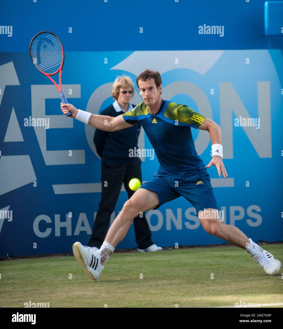 British tennis player Andrew Murray on court at Queens tennis club in