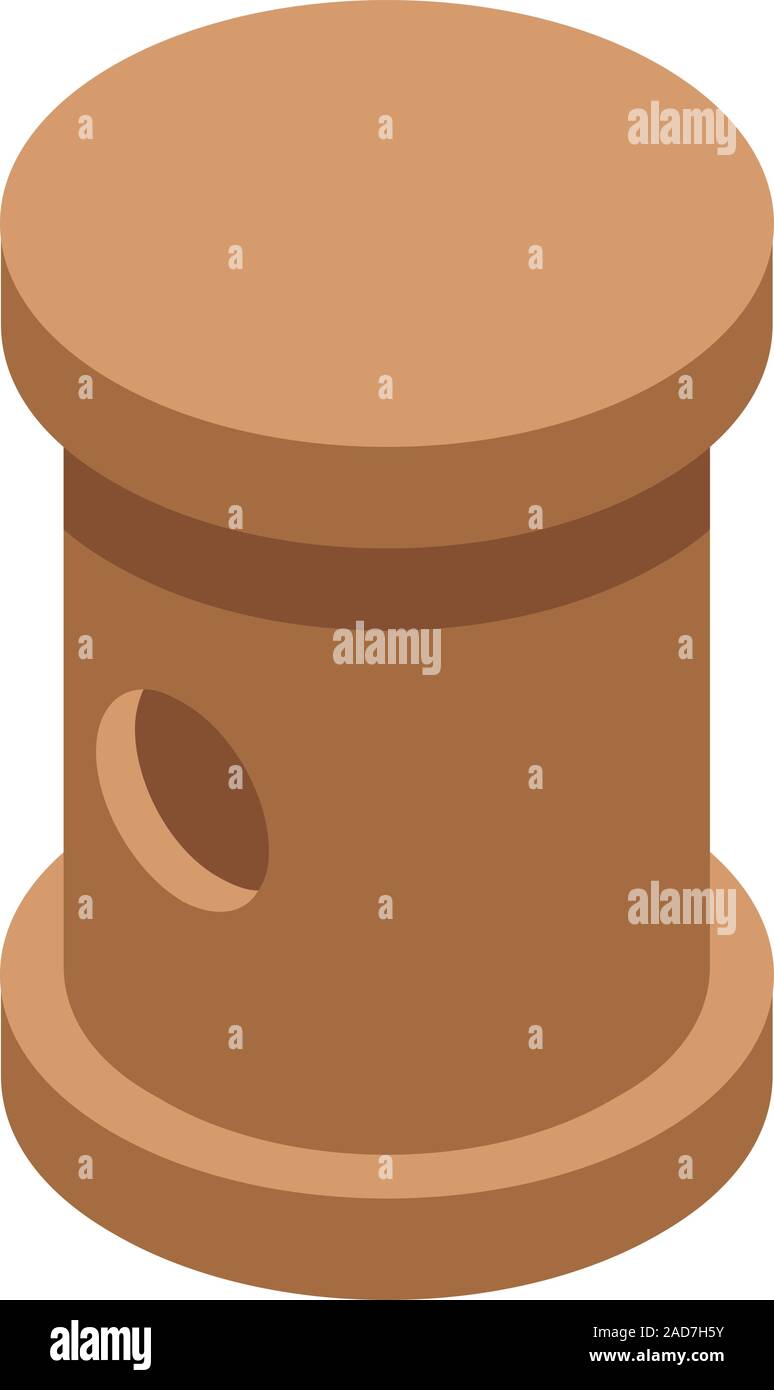 Stump bird house icon, isometric style Stock Vector
