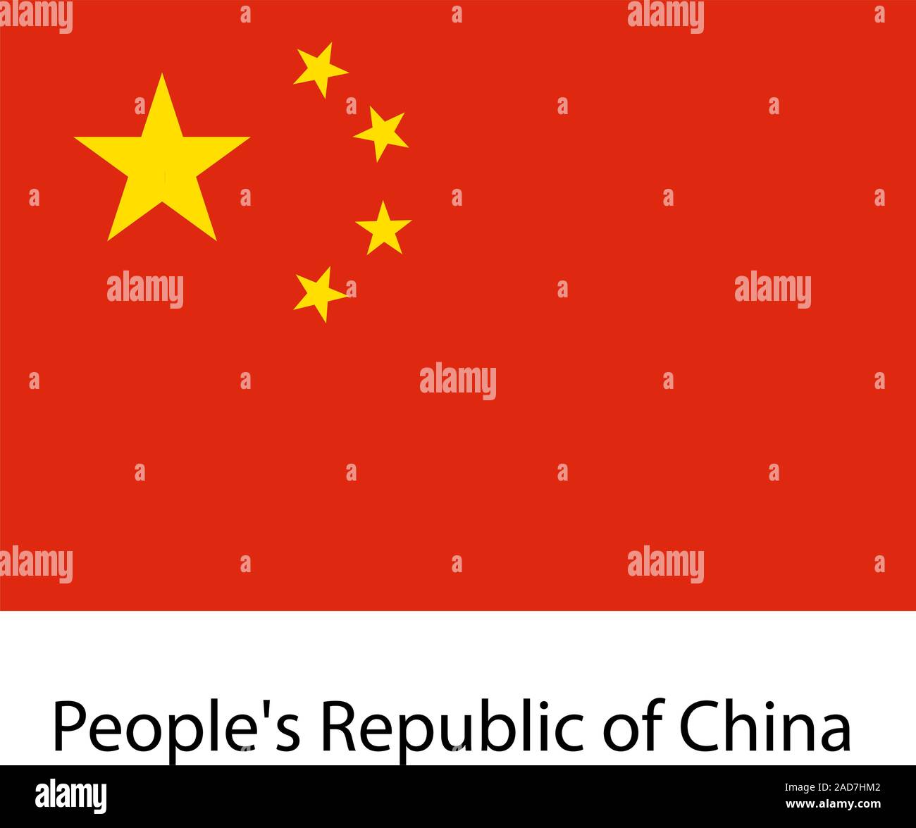Flag  of the country  people's republic of china. Vector illustration.  Exact colors. Stock Vector