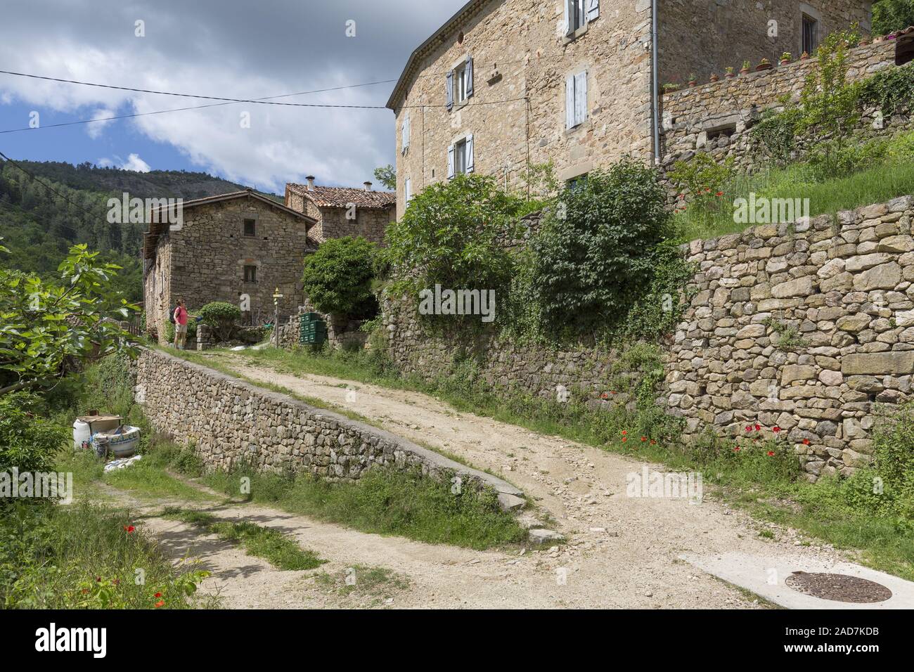 Typical farmhouses in the Ardeche, Southern France Stock Photo