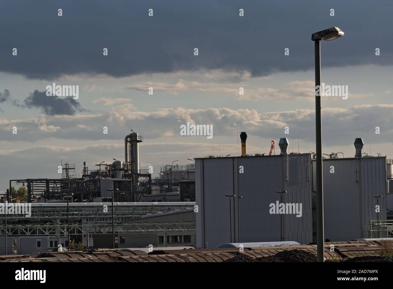 Factory buildings in an industrial park in FrankfurtHoechst, Germany Stock Photo Alamy