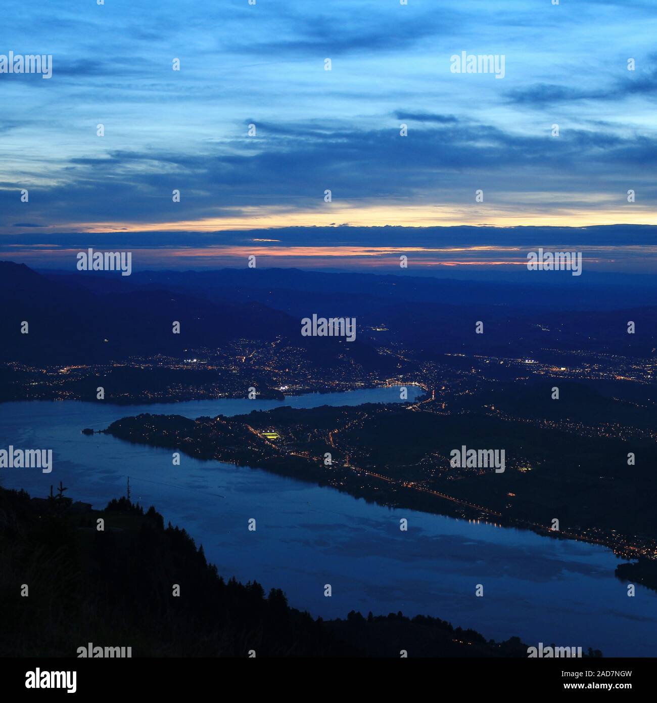 Sunset scene in Lucerne. View from Mount Rigi Stock Photo - Alamy