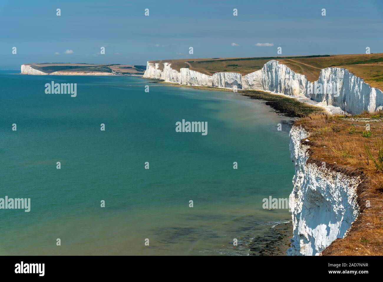 The Seven Sisters chalk cliff at the sout coast of England Stock Photo